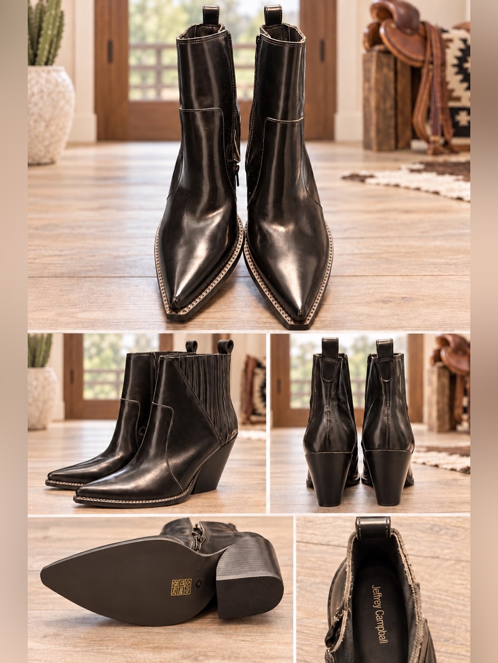 Jeffrey Cambell  Black  Pointed-Toe Ankle Boots